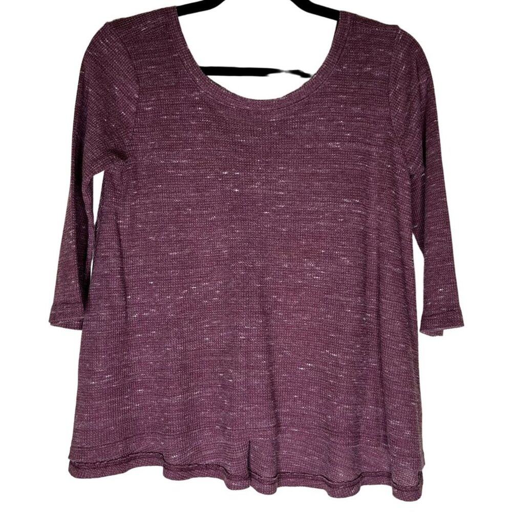 One Clothing Los Angeles Sweater Women's Small Maroon Knit 3/4 Sleeve Pullover